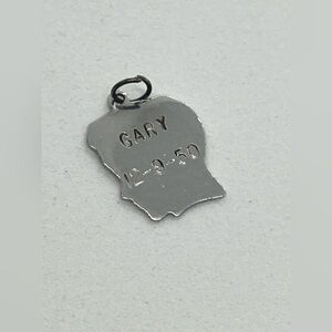 Vtg 925 Sterling Silver Necklace Boy Head Silhouette Gary Charm Pendant